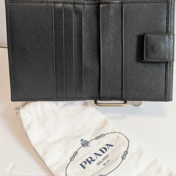 Prada Textured Gray Trifold Wallet with Dust Bag - Picture 14 of 16